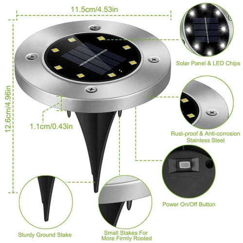 4-Pack Solar LED Ground Lights – Waterproof Outdoor Pathway Lighting