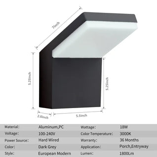 Inowel Outdoor LED Wall Light – Modern IP65 Waterproof Wall Sconce