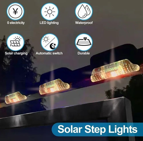 8-Pack Solar LED Deck Lights – Warm White Waterproof Step Lights