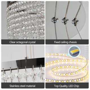 24-Inch Crystal Chandelier LED Ceiling Lamp