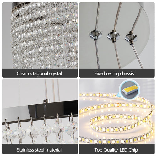 24-Inch Crystal Chandelier LED Ceiling Lamp