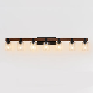 50-Inch Rustic 7-Light Farmhouse Bathroom Vanity Light Fixture