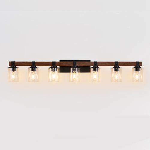 50-Inch Rustic 7-Light Farmhouse Bathroom Vanity Light Fixture