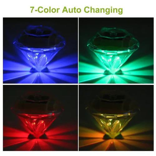 4-Pack Diamond Solar Garden Lights with 7-Color LEDs