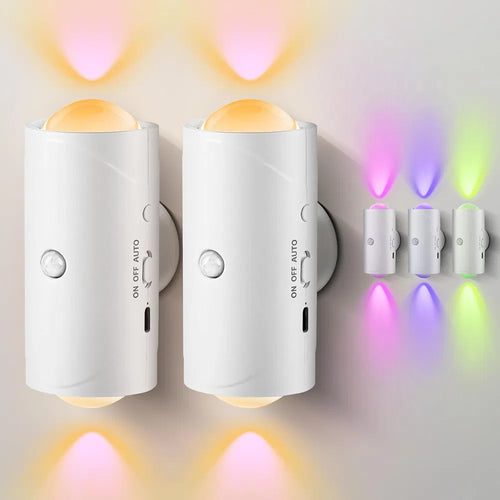 2-Pack Rechargeable RGB Motion Sensor Night Lights