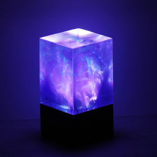 Galaxy Cube Purple Handcrafted Ambient Resin Lamp