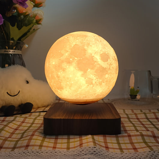 3D Magnetic Levitating Moon Lamp with LED Light – Rotating Floating Night Light