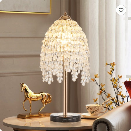 19-Inch Vintage Crystal Waterfall Table Lamp