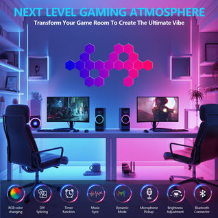 Hexagonal LED Wall Lights – 20 Sets RGB Smart App Control, Music Sync Honeycomb Gaming Lights