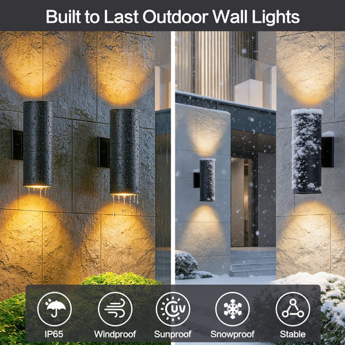 4-Pack 12-Inch Modern Outdoor Up & Down Wall Lights – Matte Black