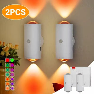 4PCS Rechargeable LED Motion Sensor Wall Light – Magnetic Dimmable RGB Night Light