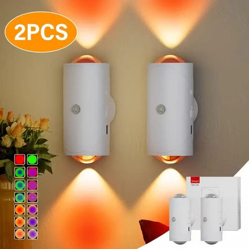 4PCS Rechargeable LED Motion Sensor Wall Light – Magnetic Dimmable RGB Night Light