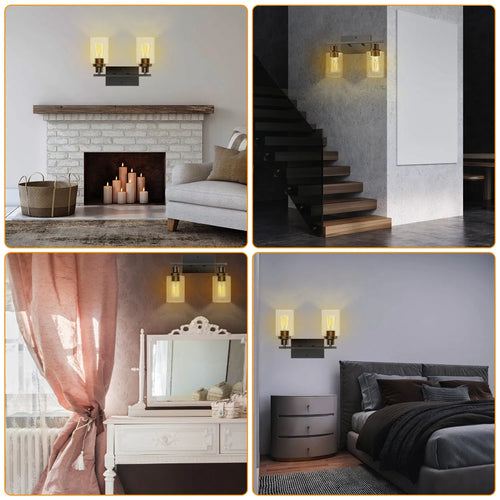 Modern Black 3-Light Wall Sconce with Clear Glass Shades