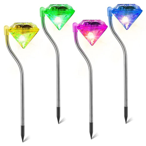 4-Pack Diamond Solar Garden Lights with 7-Color LEDs