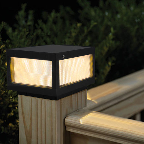 12-Inch Black Solar LED Post Cap Light