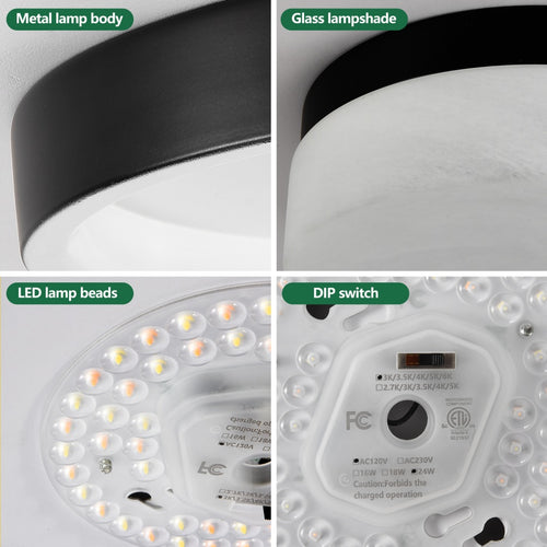 12-Inch Black 24W Flush Mount LED Ceiling Light