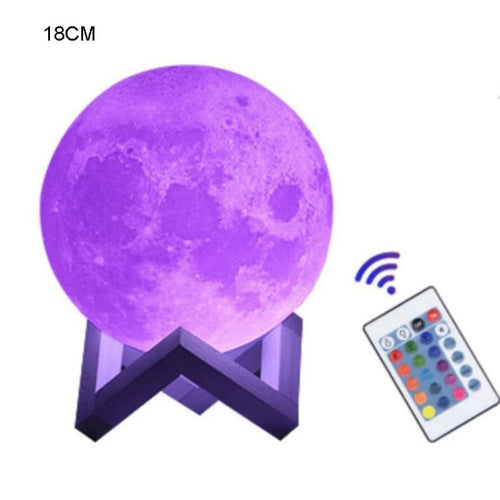 16-Color LED Moon Lamp with Stand & Remote Control