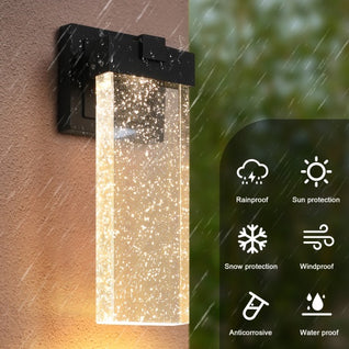 Outdoor Waterproof Crystal LED Wall Light, 2-Pack | Dusk-to-Dawn