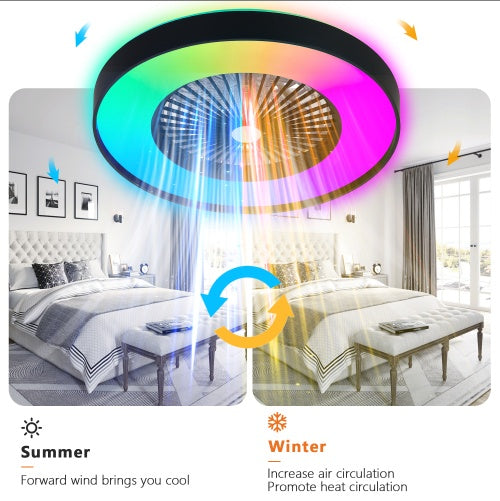 23-Inch Smart LED Ceiling Fan with RGB Lighting & Remote Control