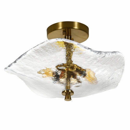 16.5-Inch Gold Glass Semi-Flush Mount Ceiling Light – 2 Lights