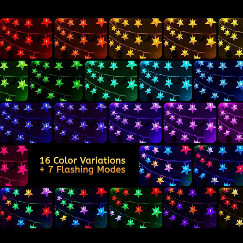 17-Foot Color-Changing Star String Lights with Remote