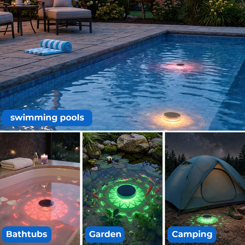 2-Pack Solar Floating RGB Pool Lights with Remote Control
