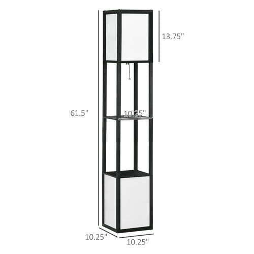 Modern Shelf Floor Lamp with Dual Fabric Shades