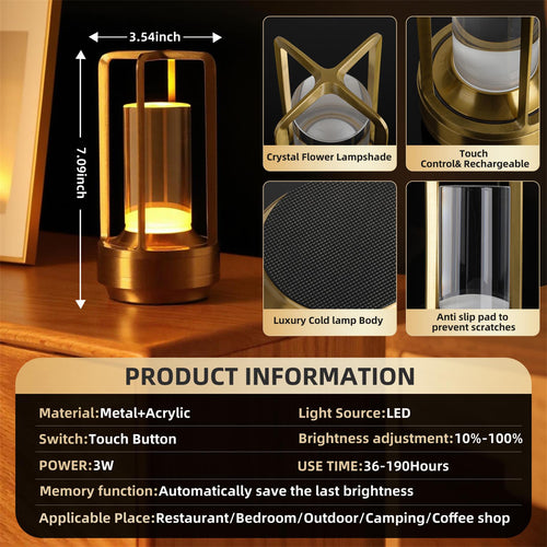 2-Pack Cordless Touch-Control LED Table Lamps