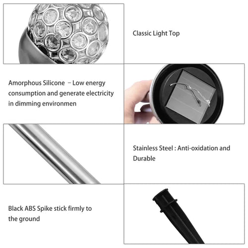 Solarek 3PCS Outdoor Solar Ball Lights RGB Waterproof Garden Landscape Decor