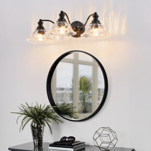 24-Inch Vintage Black 3-Light Vanity Wall Sconce