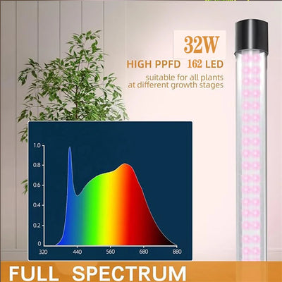 Full Spectrum LED Grow Light Floor Lamp with Timer & Adjustable Height for Indoor Plants