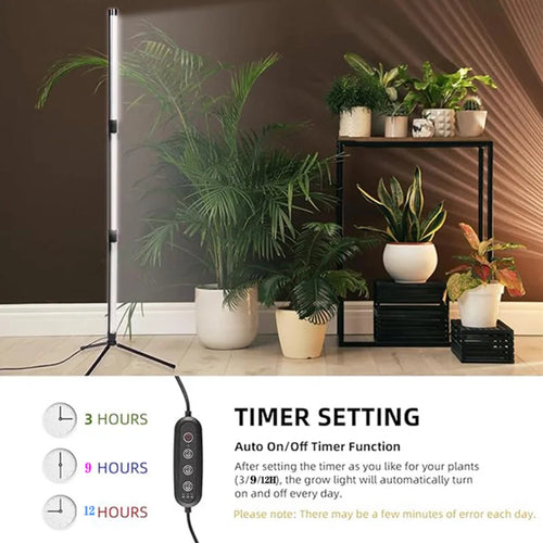 Full Spectrum LED Grow Light Floor Lamp with Timer & Adjustable Height for Indoor Plants