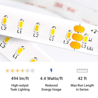 Outdoor (IP65) 16FT Reel UltraBright™ Architectural Dynamic Tunable White Series LED Strip Light With Wire Leads