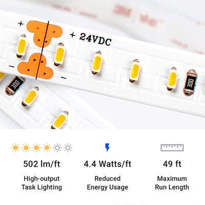 16FT Reel 12V DC 2700K Warmer White UltraBright™ Architectural Series LED Strip Light with Pre-Soldered Wire Leads