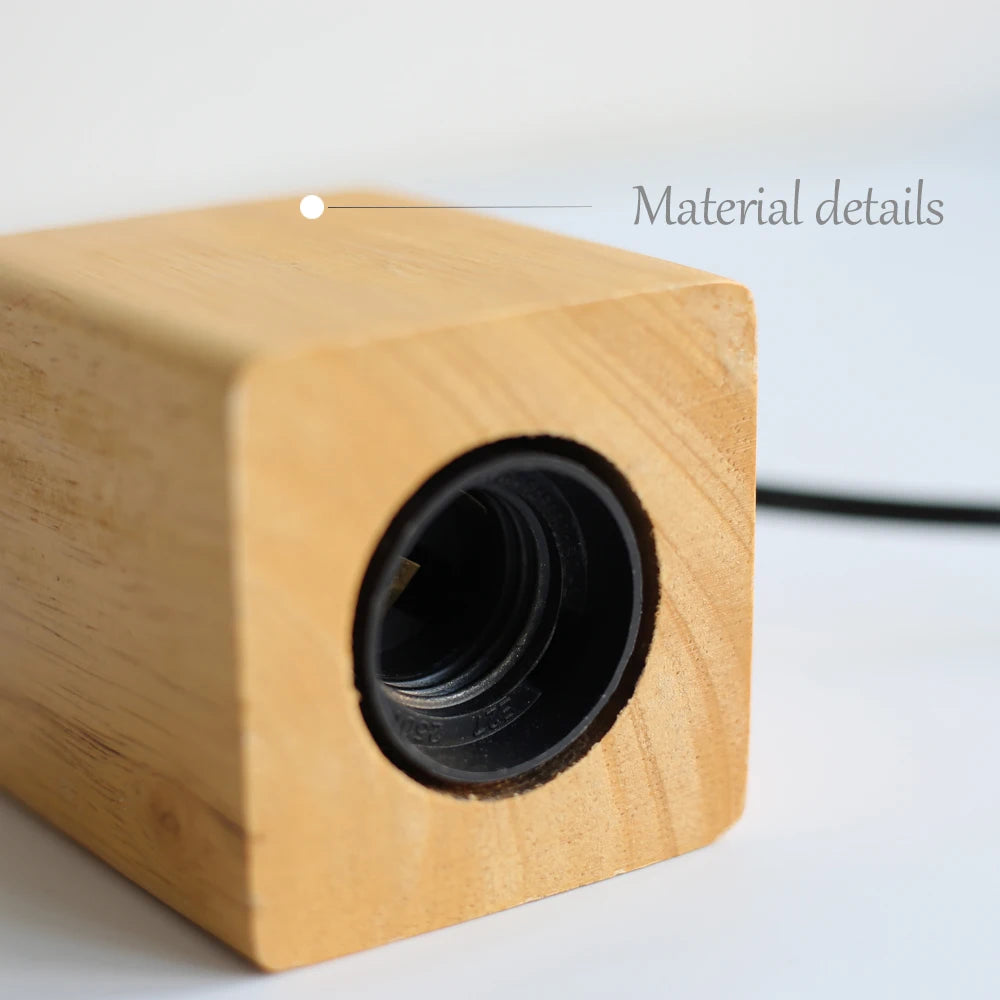 Modern Wood Table Lamp Retro E27 Desktop Decorative Light Indoor Art Lamp Living Room Bedroom Decoration Wood Light Base