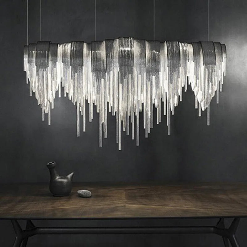 Modern Luxury Tassel LED Chandelier with Ambient Downward Lighting