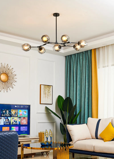 Nordic Glass LED Chandelier – Modern Minimalist Ceiling Light