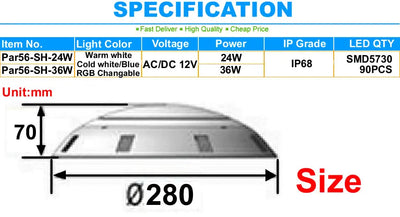 IP68 LED Pool Light – 12V Underwater Swimming Pool Lamp (RGB / White Options)