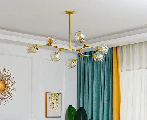 Nordic Glass LED Chandelier – Modern Minimalist Ceiling Light