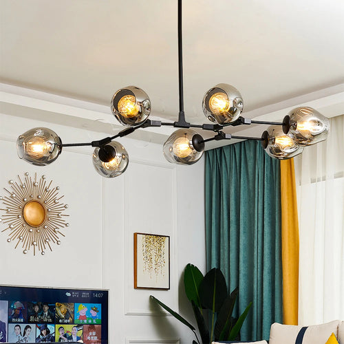 Nordic Glass LED Chandelier – Modern Minimalist Ceiling Light
