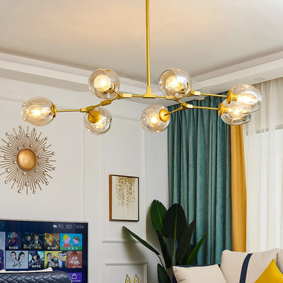 Nordic Glass LED Chandelier – Modern Minimalist Ceiling Light
