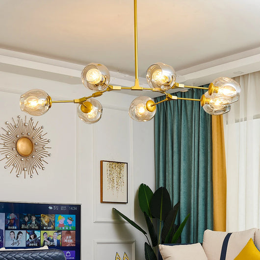 Nordic Glass LED Chandelier – Modern Minimalist Ceiling Light