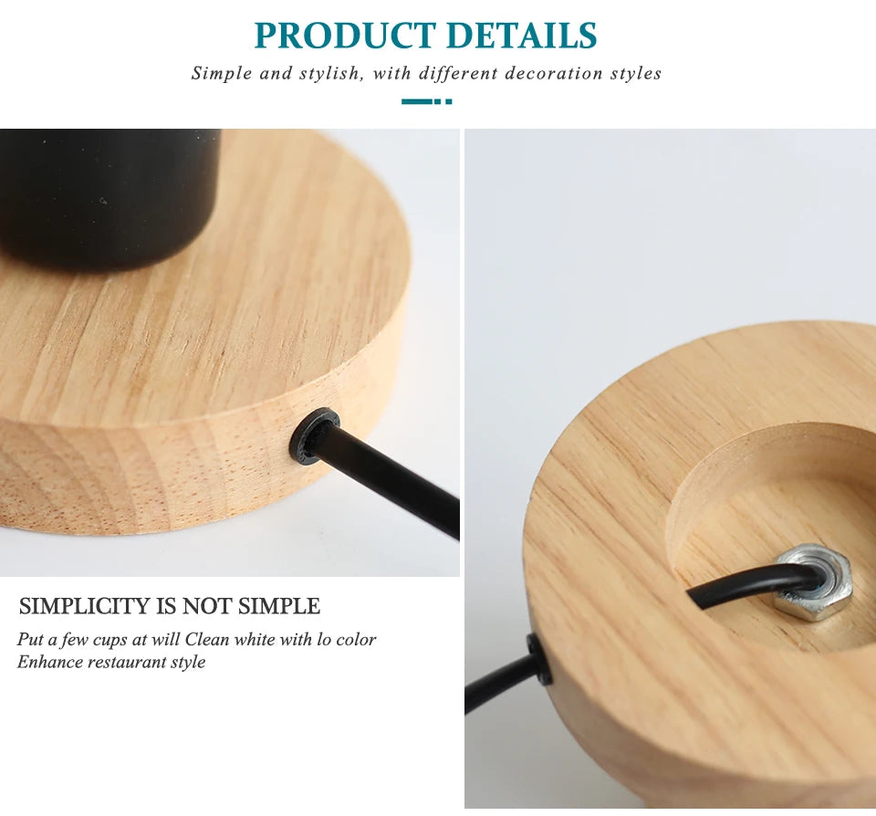 Modern Wood Table Lamp Retro E27 Desktop Decorative Light Indoor Art Lamp Living Room Bedroom Decoration Wood Light Base