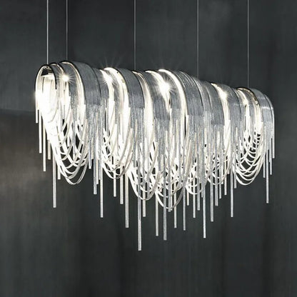 Modern Luxury Tassel LED Chandelier with Ambient Downward Lighting