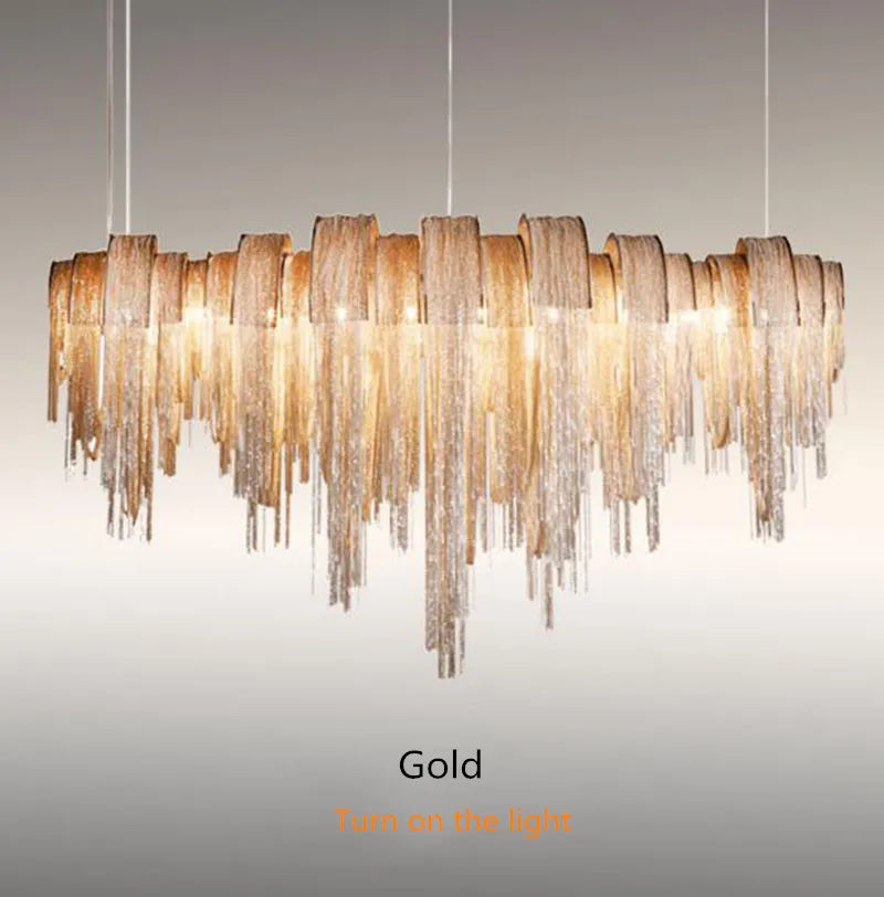 Modern Luxury Tassel LED Chandelier with Ambient Downward Lighting