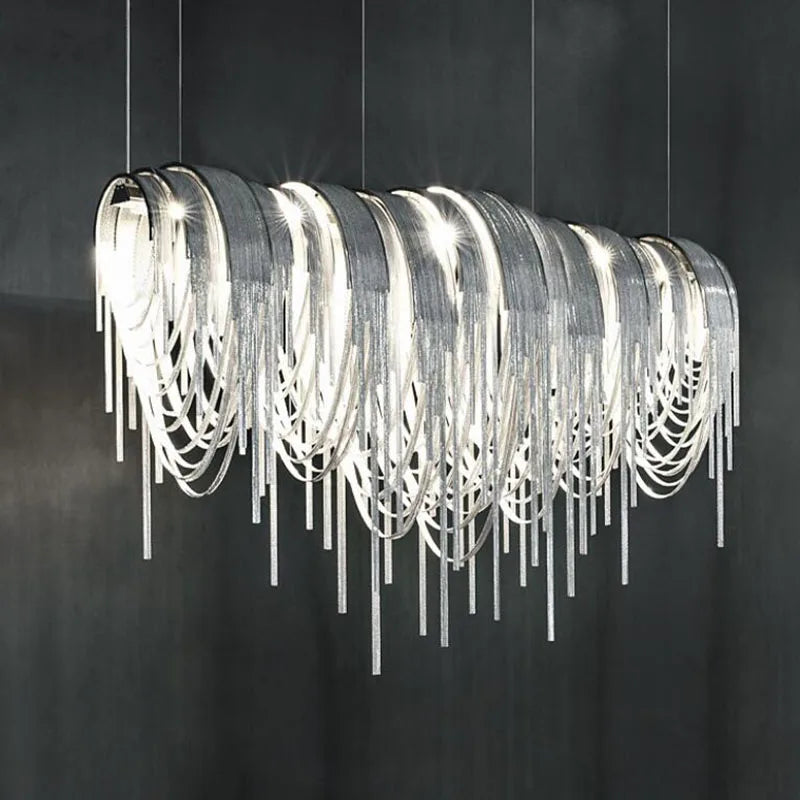 Modern Luxury Tassel LED Chandelier with Ambient Downward Lighting