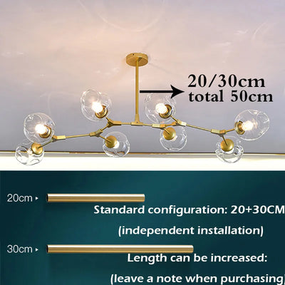 Nordic Glass LED Chandelier – Modern Minimalist Ceiling Light