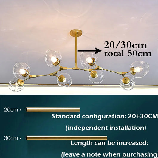 Nordic Glass LED Chandelier – Modern Minimalist Ceiling Light