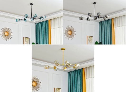 Nordic Glass LED Chandelier – Modern Minimalist Ceiling Light