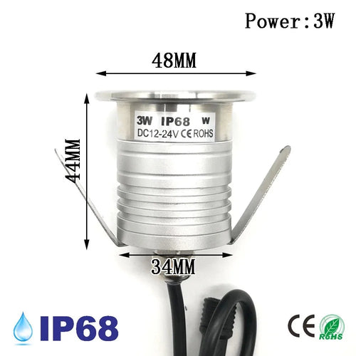 3W LED Underwater Pool Light – IP68 Waterproof Low-Voltage Landscape Lamp